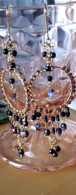 NEW, Crystal Beaded Dangle Earrings