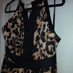 'THALIA SODI' NEW DRESS, LEOPARD PRINT WITH GOLD EMEBELLISHMENTS. 