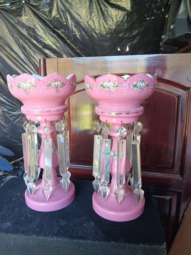 Antique Victorian Luster Lamp