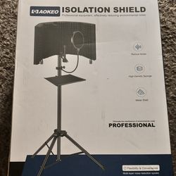 Studio Recording Microphone Isolation Shield with Pop Filter & Tripod Stand