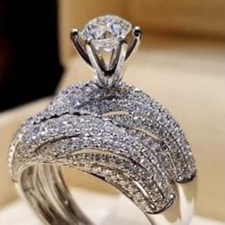 *NEW ARRIVAL* Stunning White Sapphire Wedding Ring Set Sixes 5 - 12 *See My Other 300 Items*