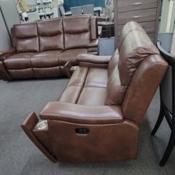 ✅️✅️2 pc smoke leather like fabric sofa and love seat set with recliners on the ends✅️ Recliner Chair Not Included✅️✅️