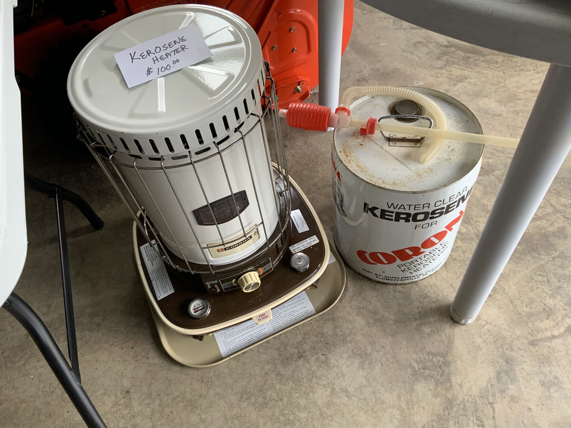 Kerosine heater With Can And Siphoning Hose
