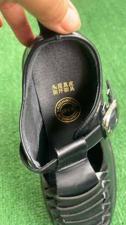 Laughing Girl Black Leather Sandal