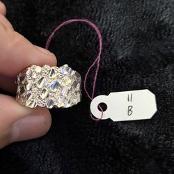 925 Silver Nugget Ring With Diamond Cut
