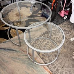 Glass Coffee Table And Side Table Matching Set