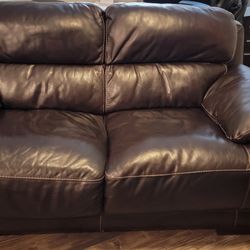 Real Leather Couch And Loveseat 