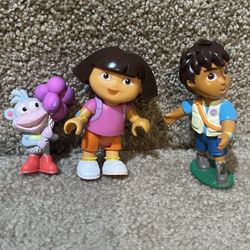 Dora the explorer lot of 3 figures Deigo Boots 3” tall