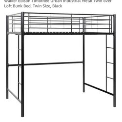 Loft Bed, Black Metal