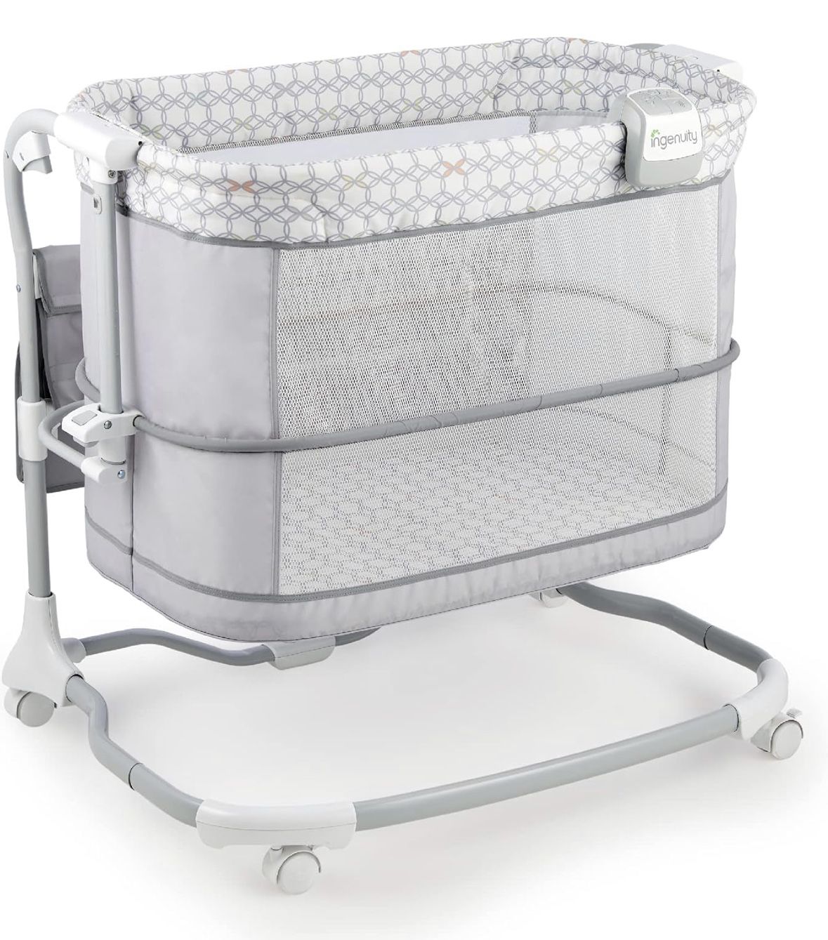 Ingenuity Dream & Grow Bedside Baby Bassinet 2-Mode Crib 0-12 Months, Adjustable Height - Dalton (Grey)