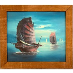 Painting of Chinese Sailboats
