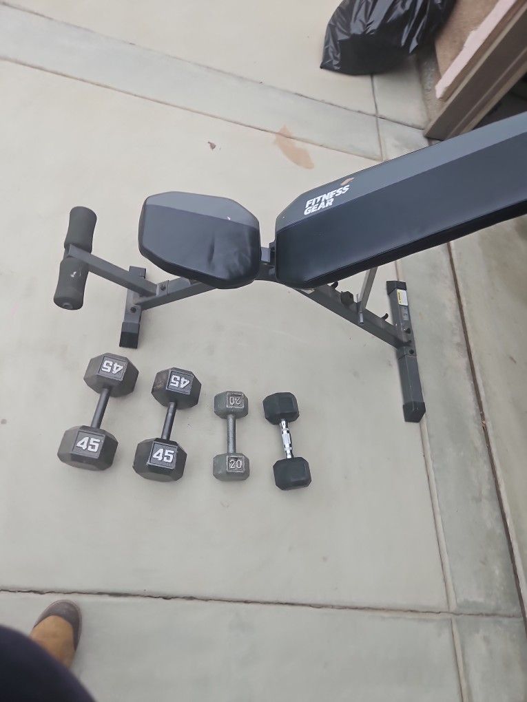 Bench and dumbbells