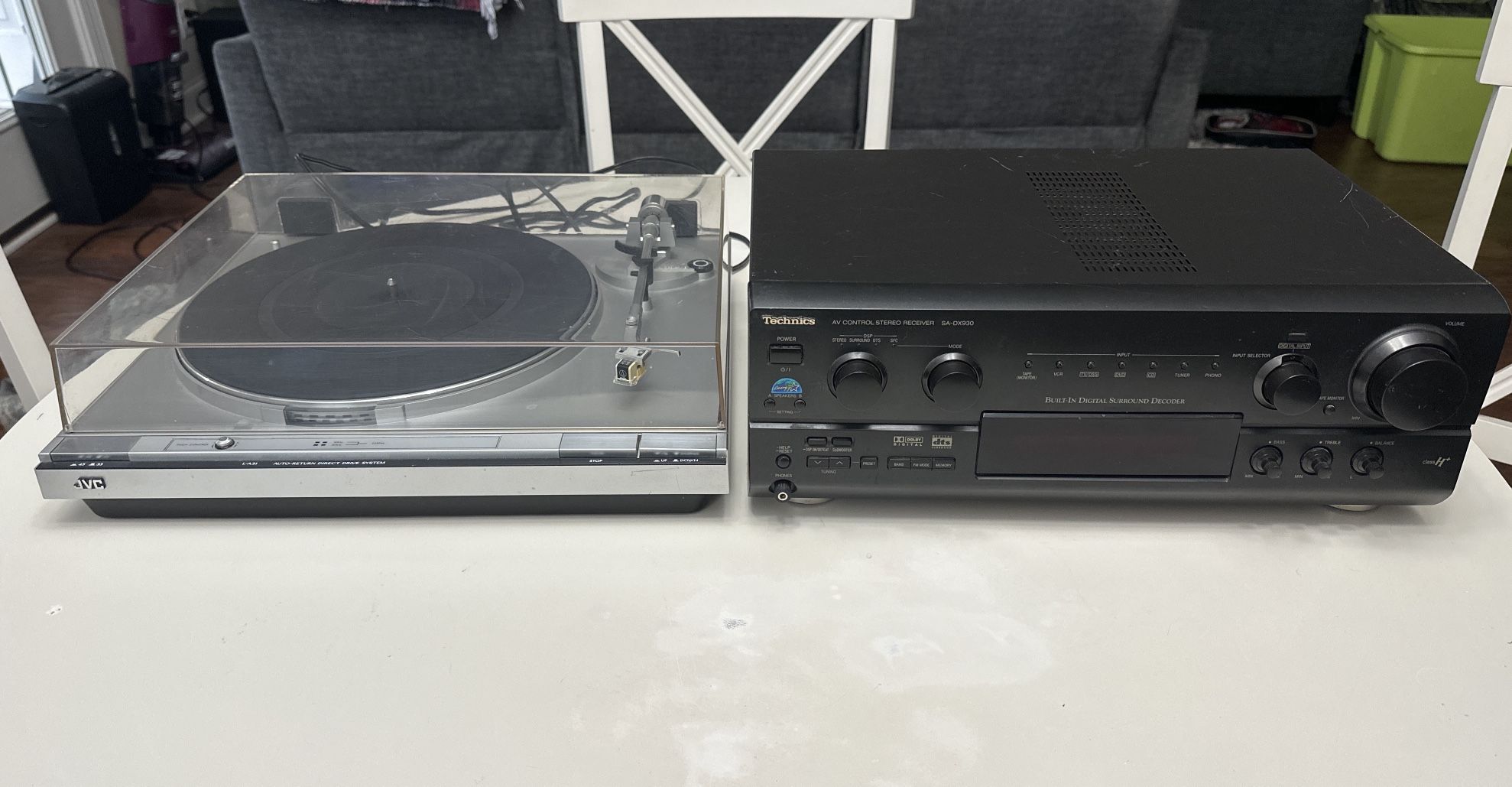 Vintage Stereo Bundle – JVC Turntable + Technics Receiver + Pinnacle Speakers