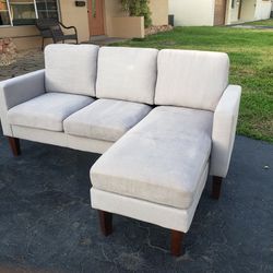 (Delivery Available) Small Light Grey Sectional Couch Sofa 
