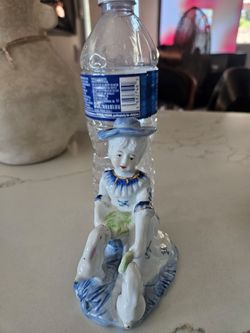 Porcelain Figurine Woman with Rabbits