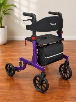 ✨ Tillpast Rollator Walker with Seat – Large Wheels, Storage Bag – New!助行器
