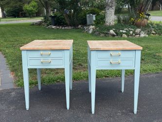 Set of 2 cloud blue end tables side tables night stands