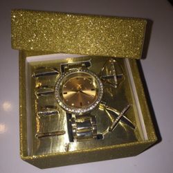 GOLD WATCH RING SET GIFT BOX MIDI RINGS