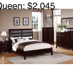 Beautiful Modern Queen size Complete Bedroom Set. Mattress Sold Separately 