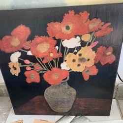 Crate & Barrel Large Flower Floral Wall Art Painting