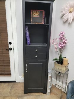 Tall Black Storage Cabinet $65