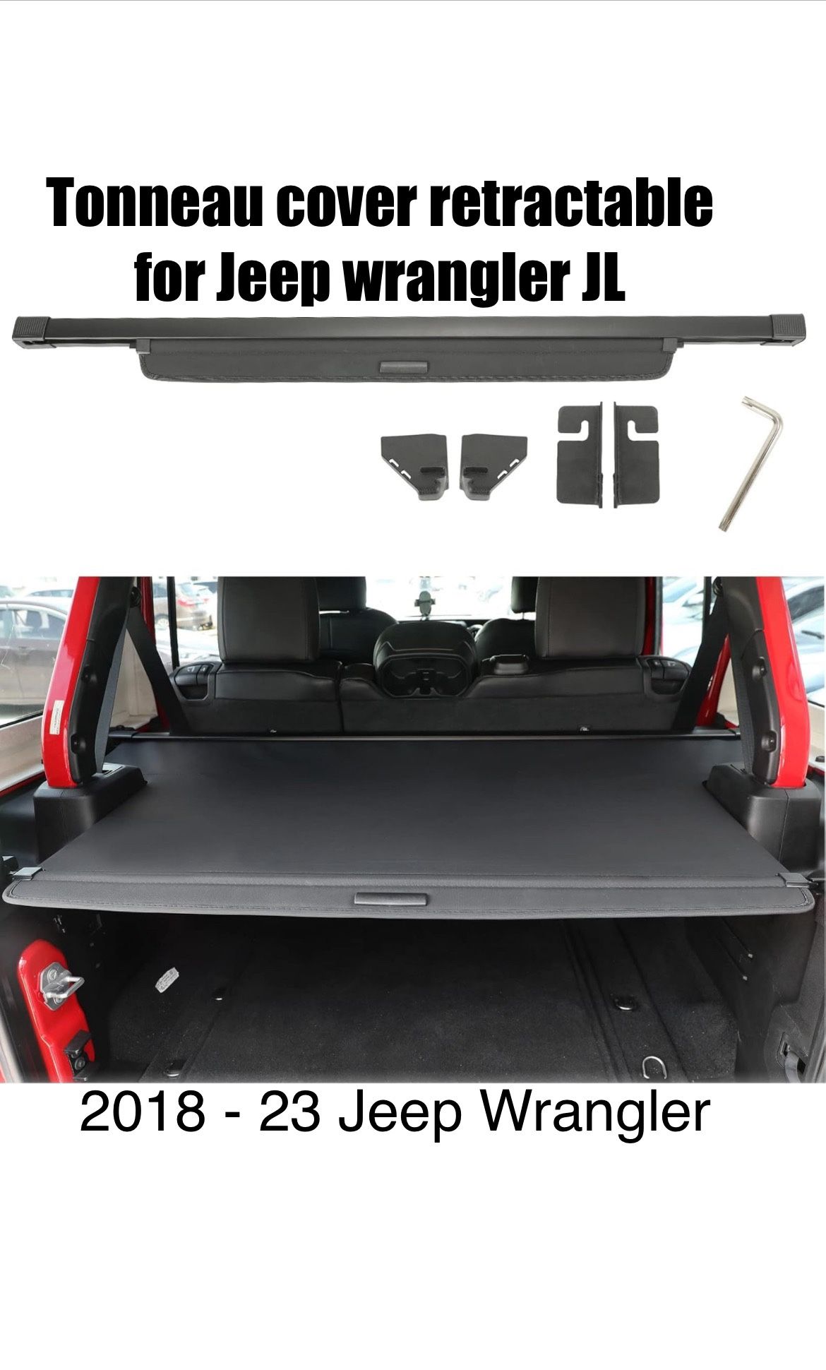 Cargo Cover Retractable Fit On Jeep Wrangler JL