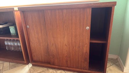 Wood Credenza with Sliding Doors