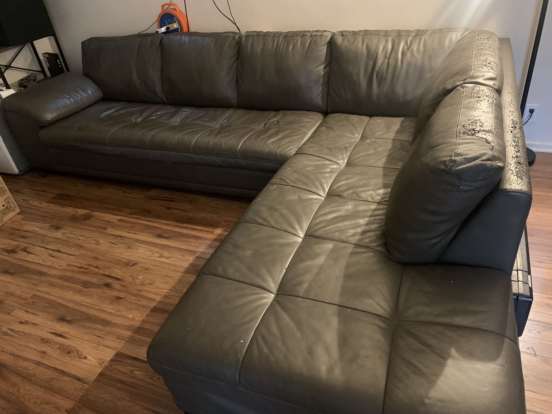 L Shaped Faux Leather Dark Brown Sectional Sofa Couch