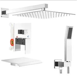 Double Handle 3-Spray Tub and Shower Faucet Shower Combo 10 in. Shower Head 2.5 GPM in. Polish Chrome Valve Included