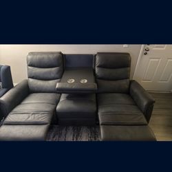 Beautiful Grey Reclining Sofa 