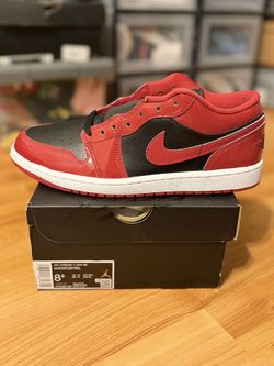 Jordan 1 Low “Patent Varsity Red Black” Mens Size 8.5 (Brand New)  