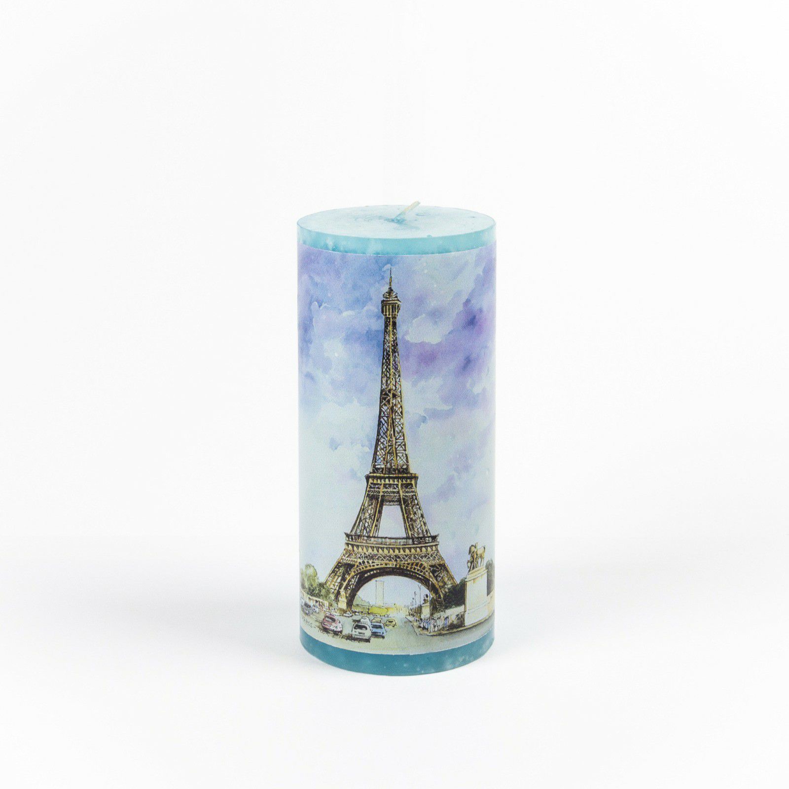 Eiffel Tower Custom Printed Scented Pillar Candle