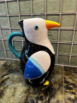 Toucan ceramic pitcher/flower vase