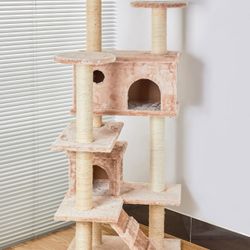 Qpets Cat Tree CT-201, for Small Cat or Kittens, 50 Inch Tall Beige
