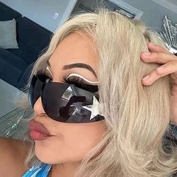 American frameless pilot sunglasses punk Y2K hot girl punk fashion sunglasses sunscreen driving cycling sunglasses