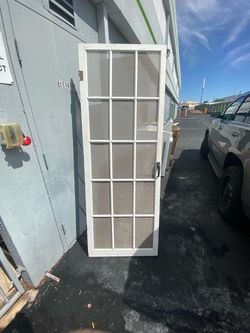 White  Screen Door with 15-Pane Grid