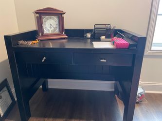Black Wood Writing Desk with Drawers