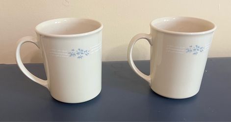 Set of 2 Vintage 1980's Corning Corelle Lace Bouquet Coffee Mug/ Teacup