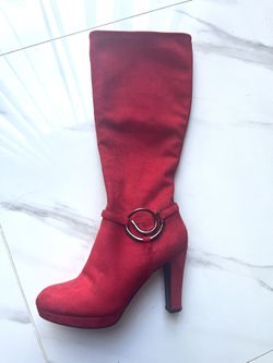 Women’s Red Suede Boots - Size 6