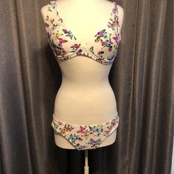 Neón Color Butterflies Pattern Bikini Set.