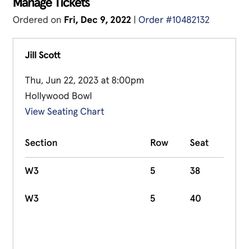 Jill Scott Tickets Hollywood Bowl 6-22 50/ea