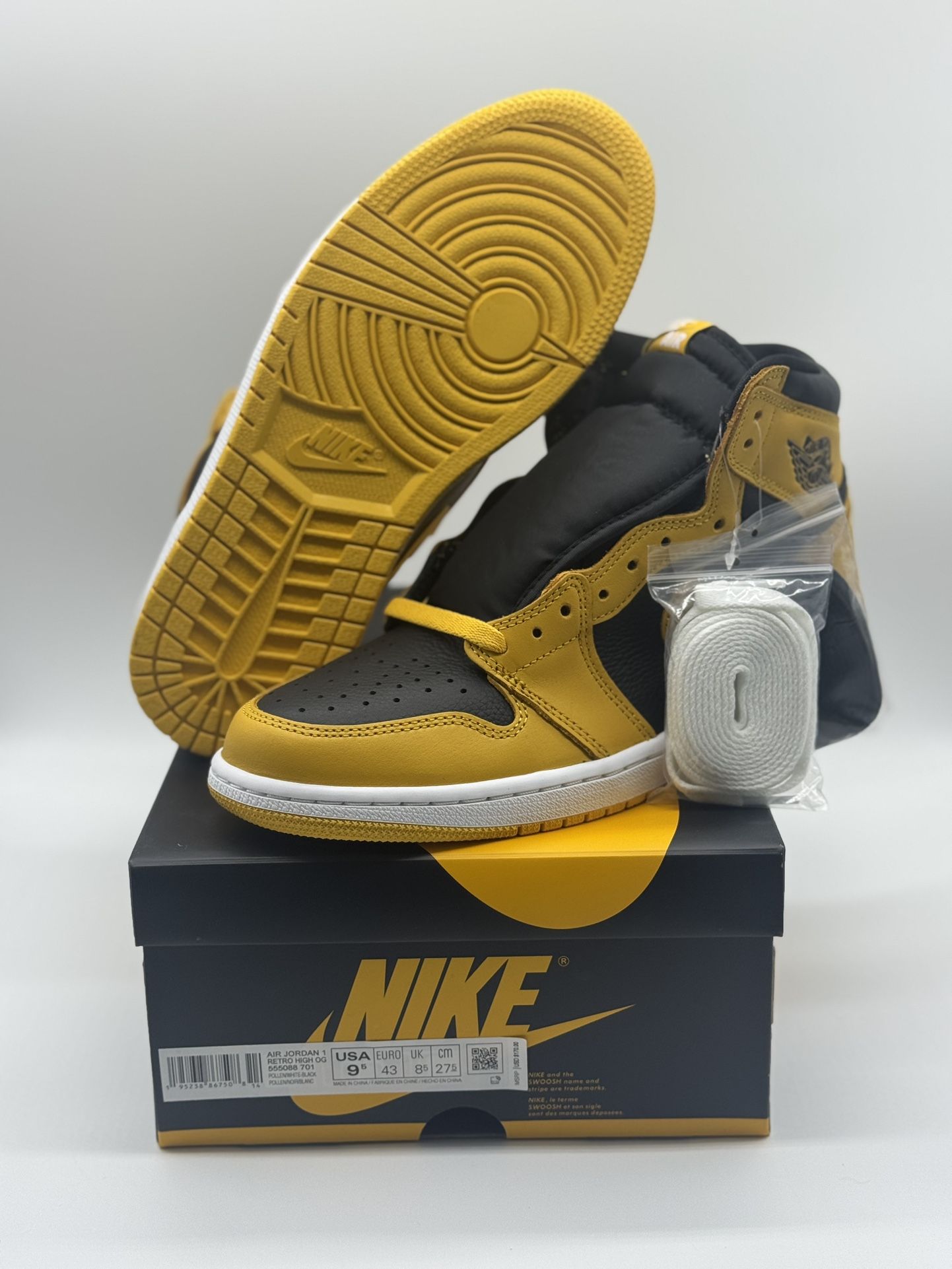Nike Air Jordan 1 Retro High OG Pollen Black Yellow 555088-701 Men’s 9.5 