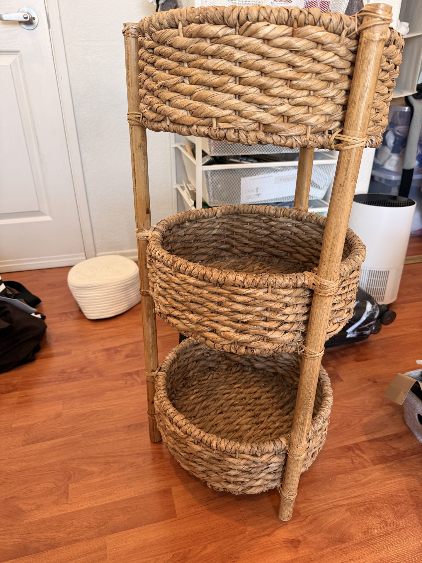 World Market Rattan 3 Tier Storage Tower