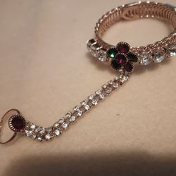 GoldTone Bracelet With Connected Ring