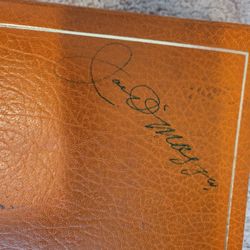 One of a kind-Joe DiMaggio Autographed Signed card/photo binder been in my family for generations
