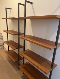 Pair of CB2 Helix Bookshelf - 70” Acacia