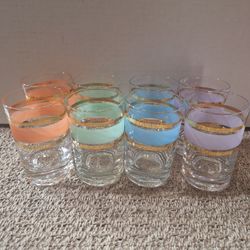 SET OF MCM STRIPED LOW BALL BAR GLASSES