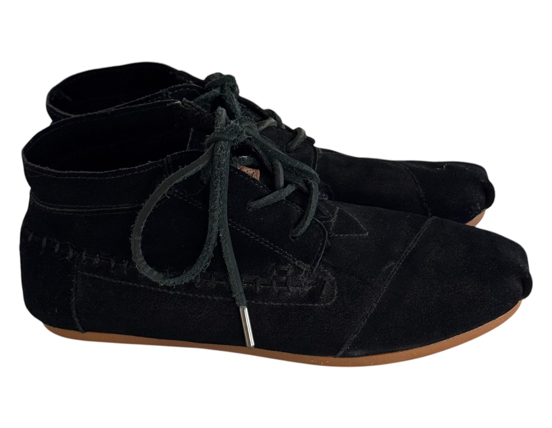 Toms Women’s Black Suede Lace up Booties Size 8.5