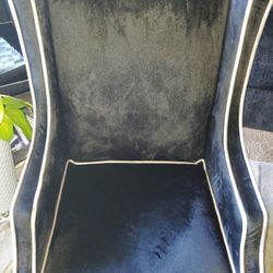  Two Black Velvet Wingback Chairs 