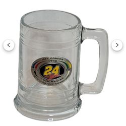 Vintage Nascar Jeff Gordon Glass Mug Stein Pewter Emblem 1998 Clear